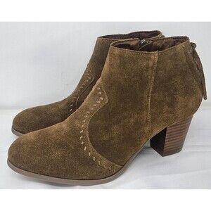 Minnetonka Melissa Bootie Womens 9.5 Dusty Brown Suede Side Zip Ankle 81033